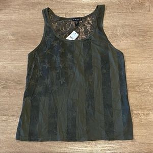 FANG Olive Green Americana Lace Tank Top